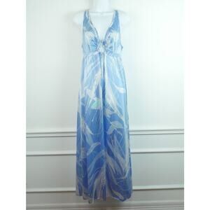 Vintage 70s Maxi Babydoll Nightgown Slipdress Keyhole Glam Floral Coquette Large